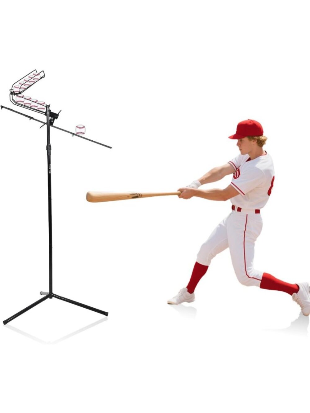 Adjustable Baseball Soft Toss Machine | Auto & Manual Ball Drop, Holds 10 Balls